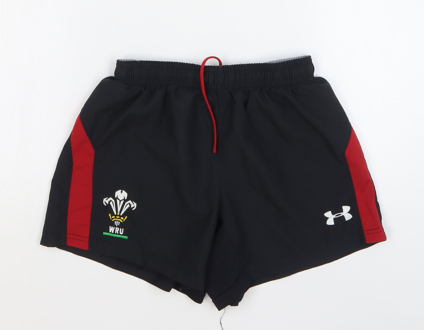 Under armour Boys Black Polyester Sweat Shorts Size M Regular Drawstring - Wales Rugby