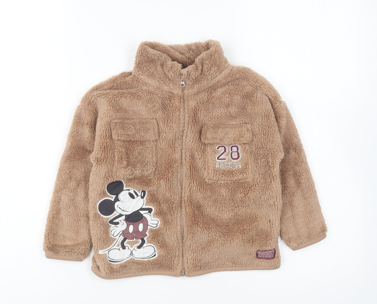 George Boys Brown Jacket Size 2-3 Years Zip - Mickey Mouse