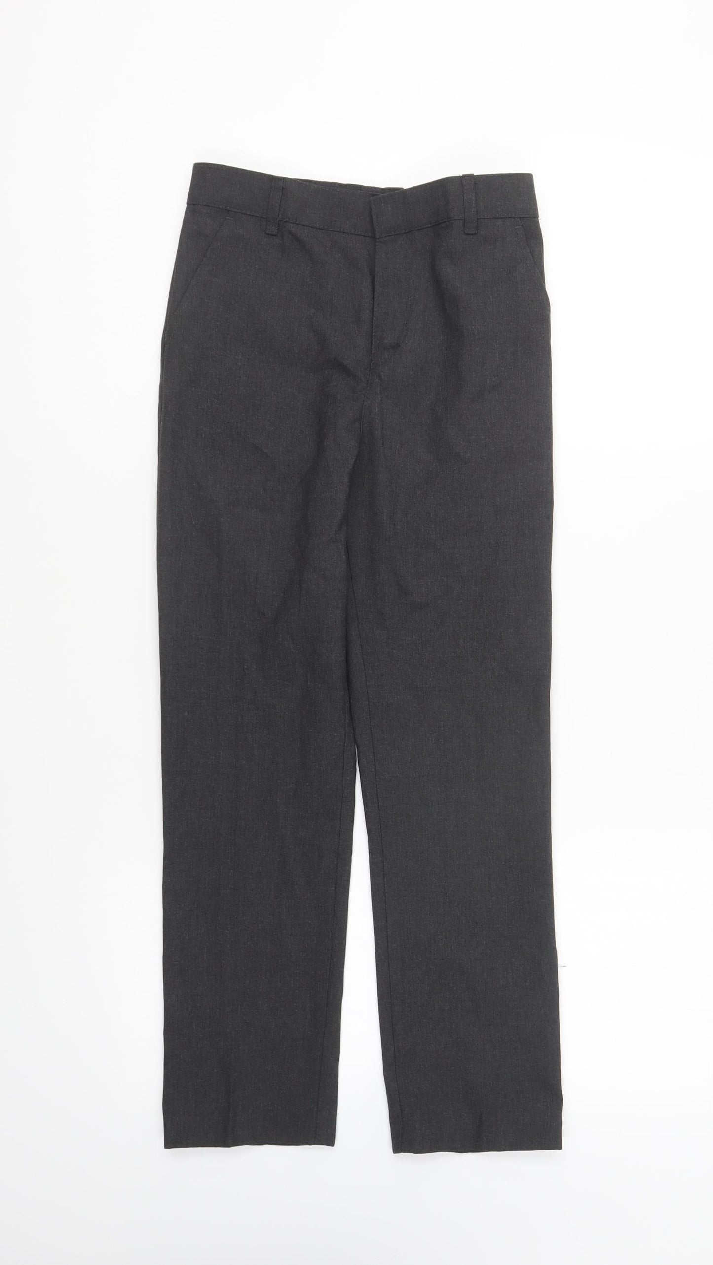 F&F Boys Grey Polyester Dress Pants Trousers Size 9-10 Years Regular Zip