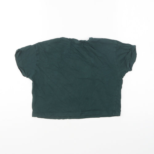 New Look Girls Green Cotton Cropped T-Shirt Size 10-11 Years Round Neck Pullover - Live In The Moment