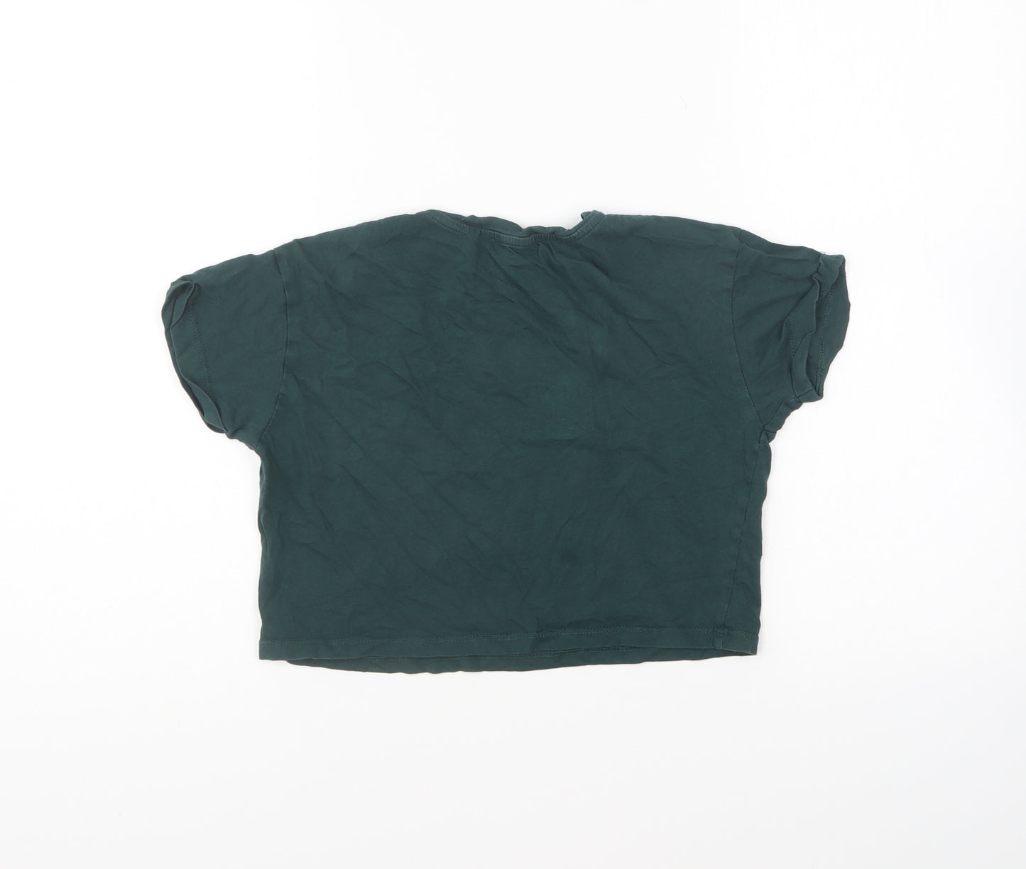 New Look Girls Green Cotton Cropped T-Shirt Size 10-11 Years Round Neck Pullover - Live In The Moment