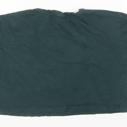 New Look Girls Green Cotton Cropped T-Shirt Size 10-11 Years Round Neck Pullover - Live In The Moment