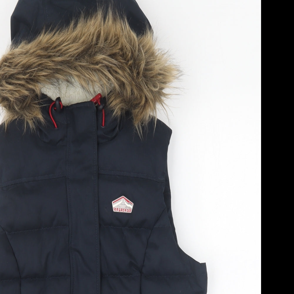 Superdry Womens Blue Gilet Jacket Size M Zip