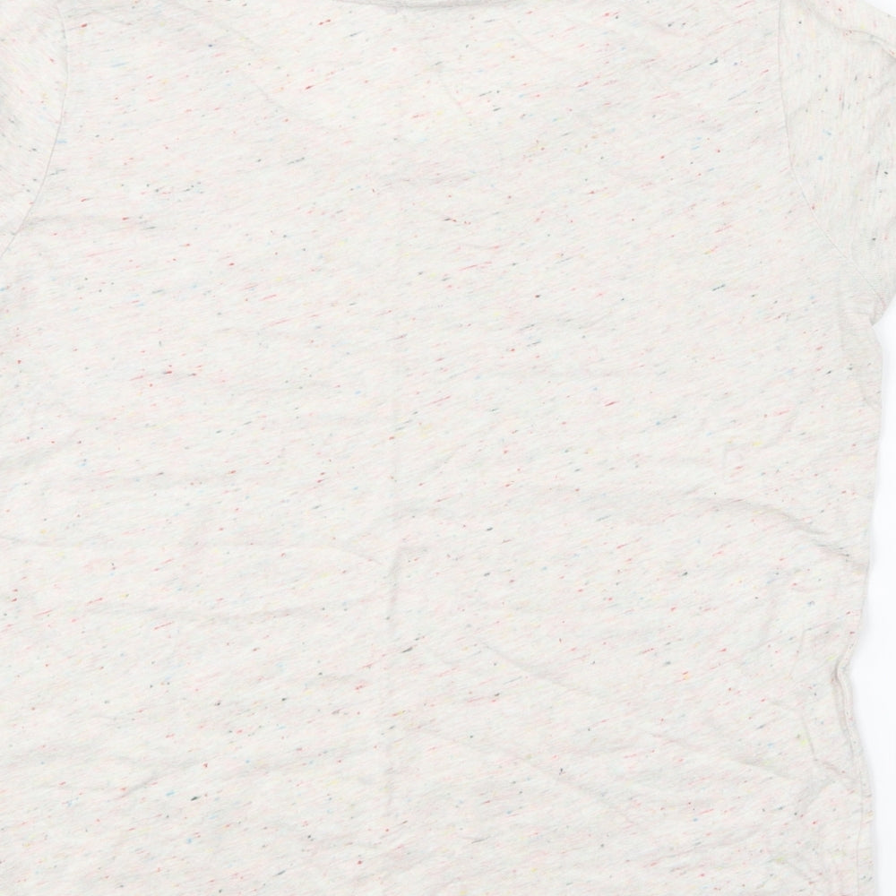 H&M Womens Beige Geometric Cotton Basic T-Shirt Size S Round Neck