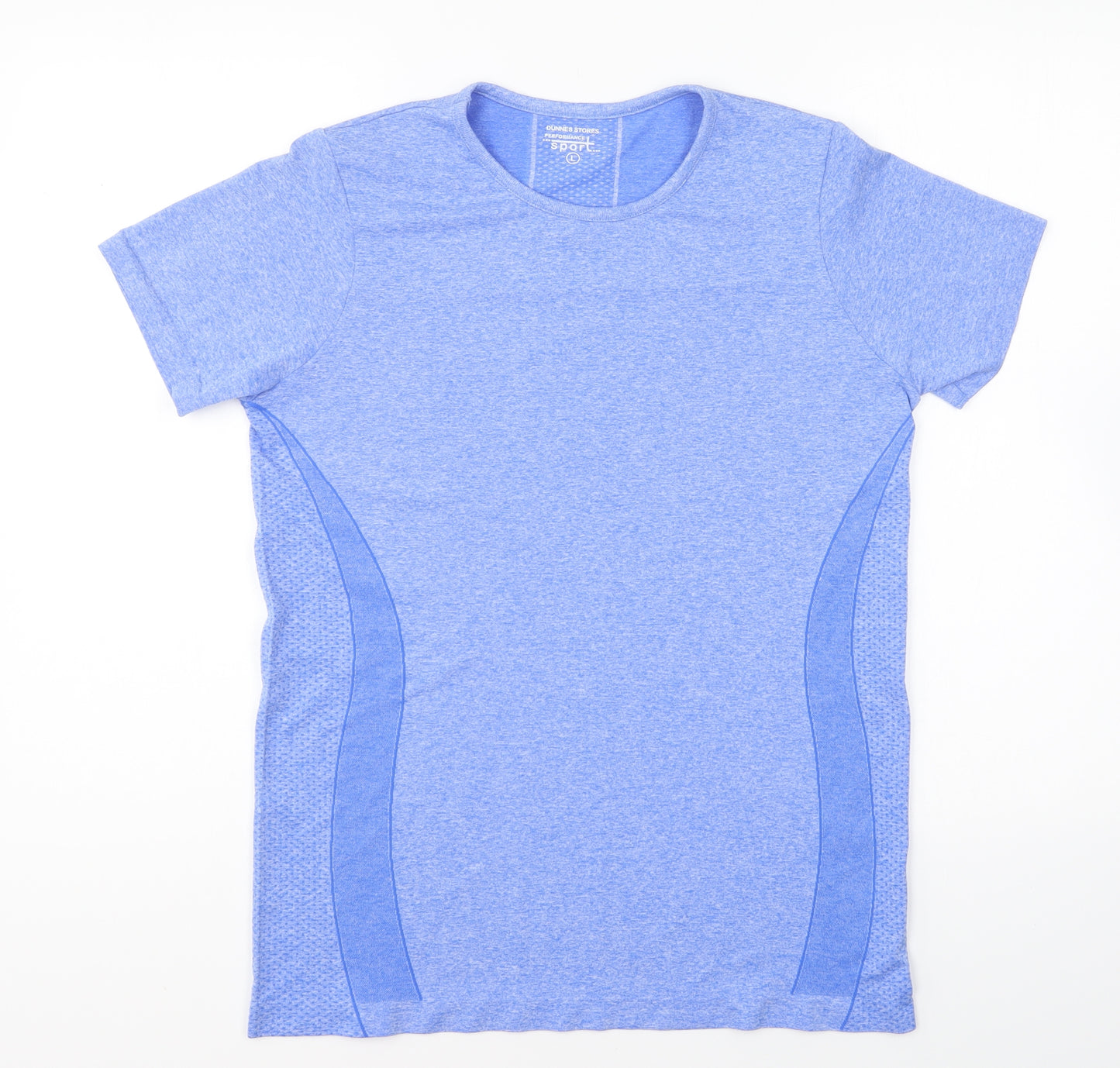 Dunnes Stores Womens Blue Polyester Basic T-Shirt Size L Round Neck Pullover