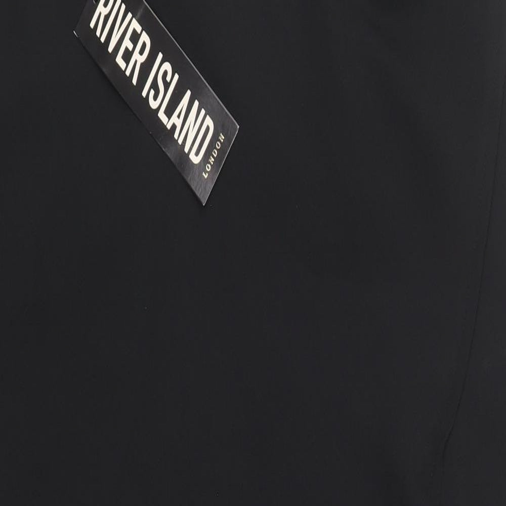 River Island Womens Black Cotton Straight & Pencil Skirt Size 12 Zip