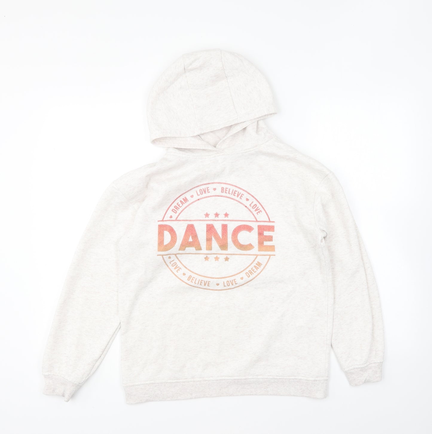 Primark Girls Ivory Cotton Pullover Hoodie Size 12-13 Years Pullover - Dance