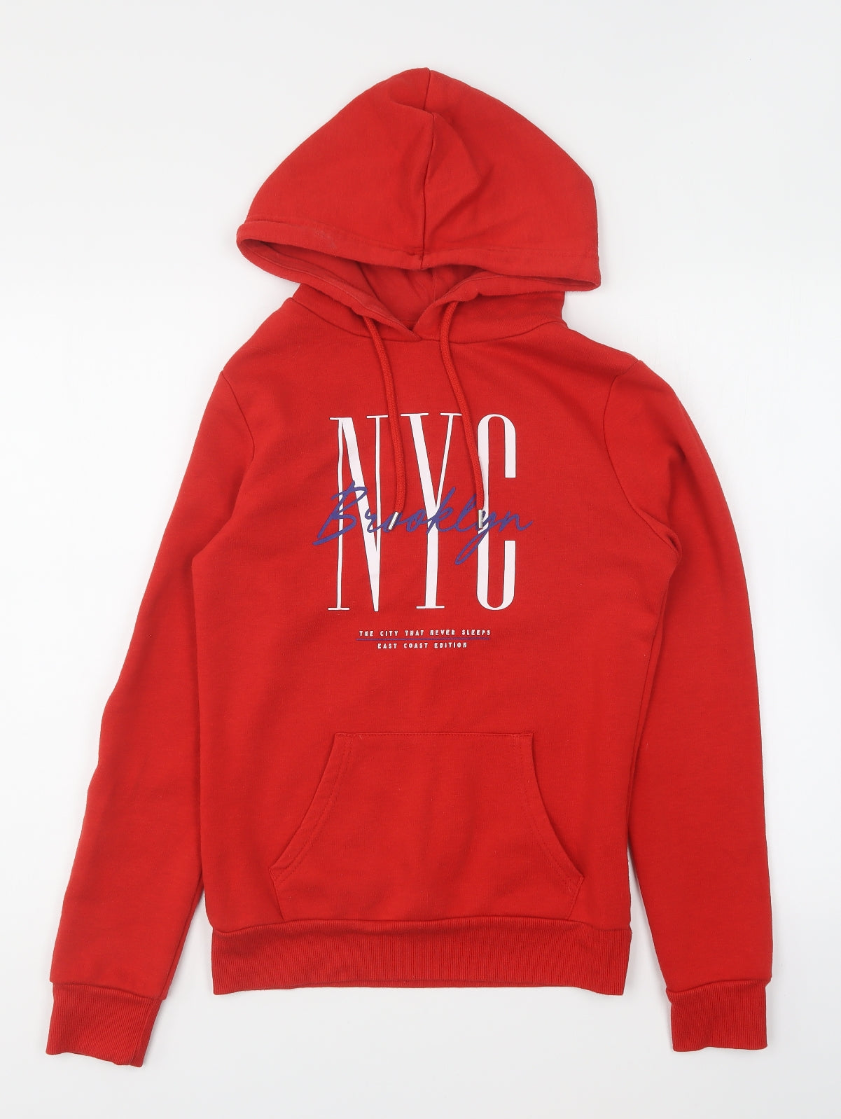 Primark Womens Red Polyester Pullover Hoodie Size 2XS Pullover - New York City