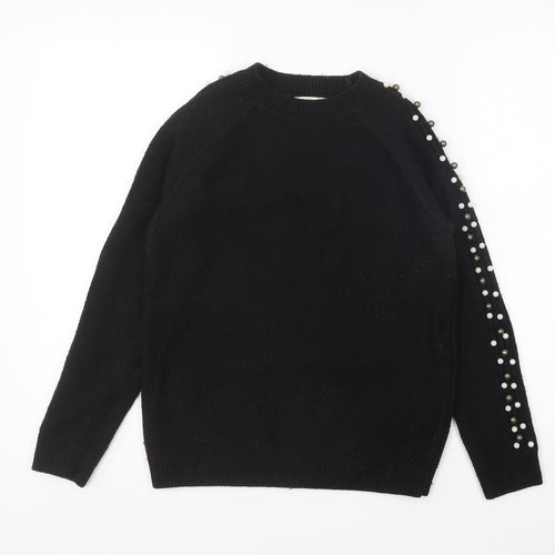 Papaya Womens Black Round Neck Acrylic Pullover Jumper Size 8