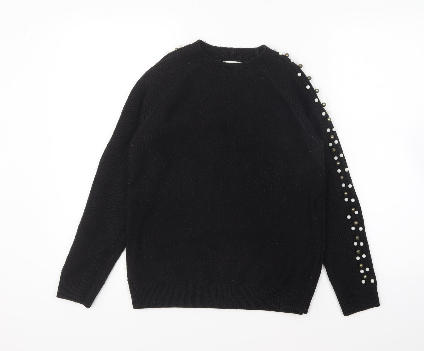 Papaya Womens Black Round Neck Acrylic Pullover Jumper Size 8