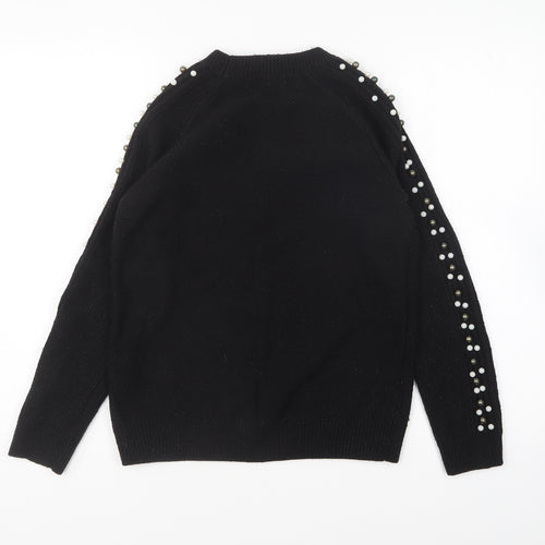 Papaya Womens Black Round Neck Acrylic Pullover Jumper Size 8