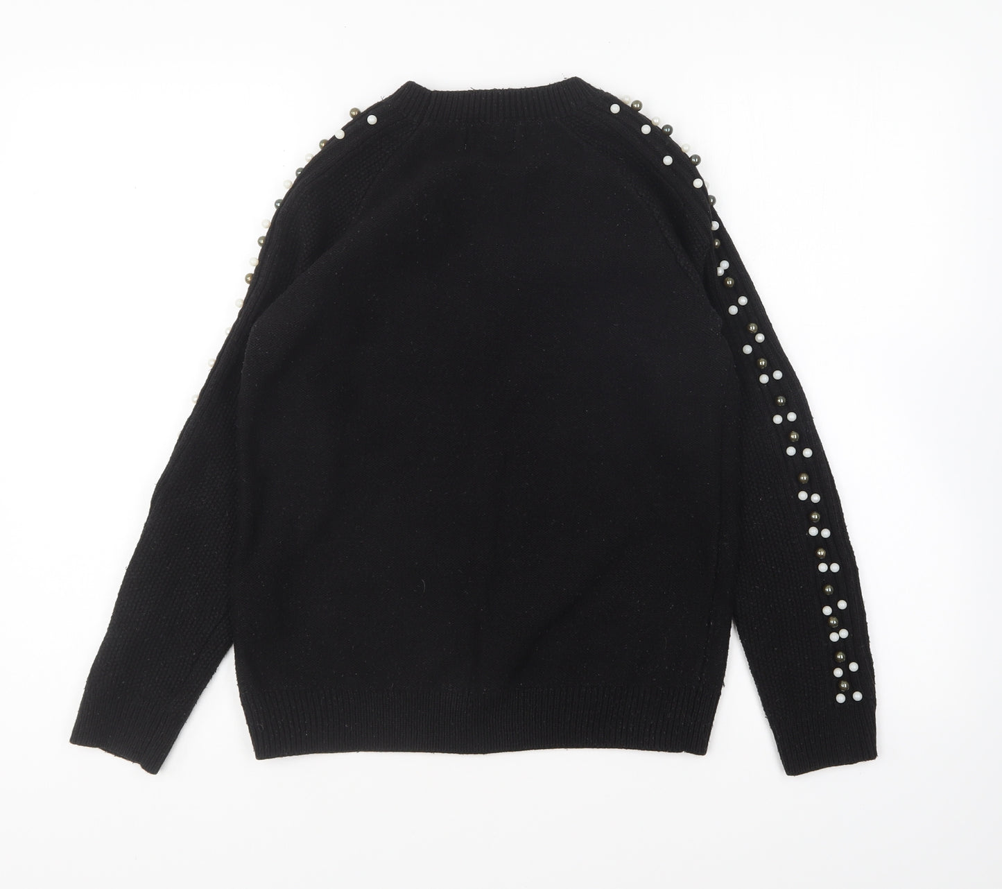 Papaya Womens Black Round Neck Acrylic Pullover Jumper Size 8