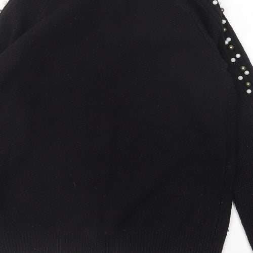 Papaya Womens Black Round Neck Acrylic Pullover Jumper Size 8