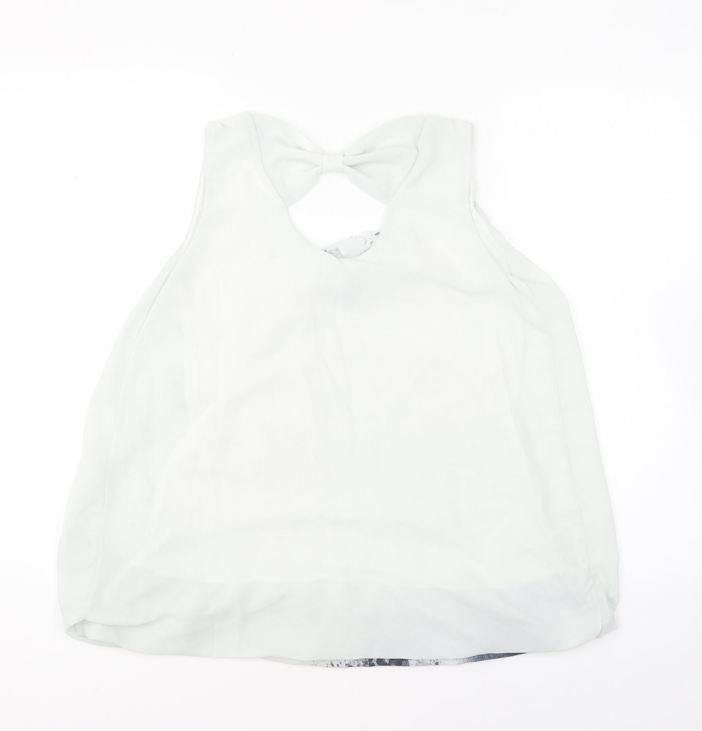 Izabel London Womens Ivory Polyester Basic Blouse Size 8 Round Neck - Butterfly