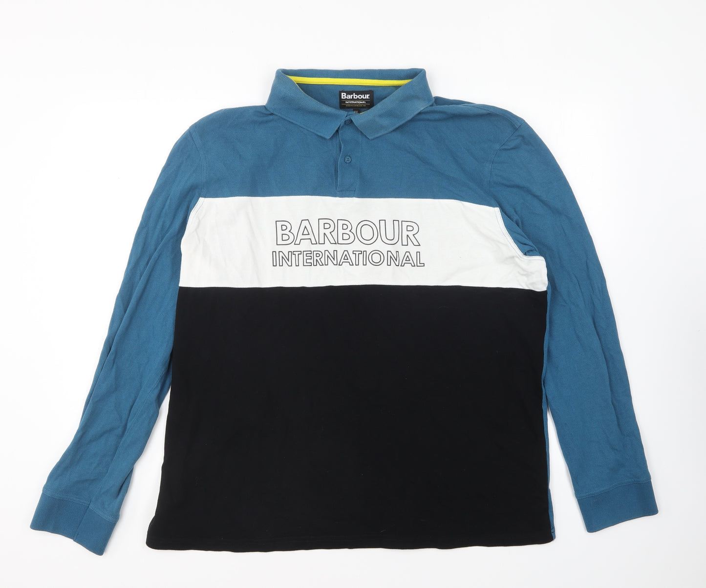 Barbour Mens Blue Cotton Polo Size 2XL Collared Pullover