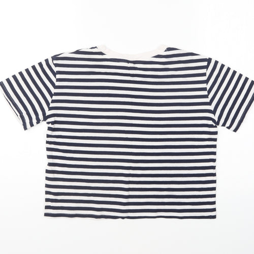 H&M Womens Blue Striped Cotton Basic T-Shirt Size XS Round Neck - New York