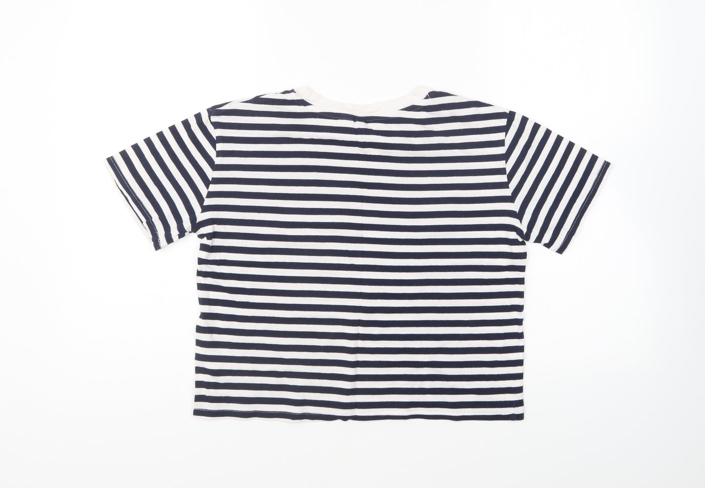 H&M Womens Blue Striped Cotton Basic T-Shirt Size XS Round Neck - New York