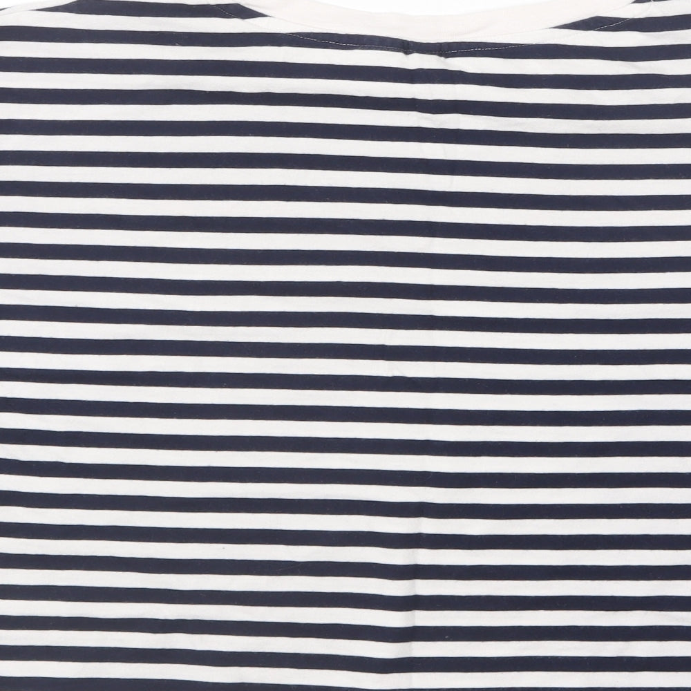 H&M Womens Blue Striped Cotton Basic T-Shirt Size XS Round Neck - New York