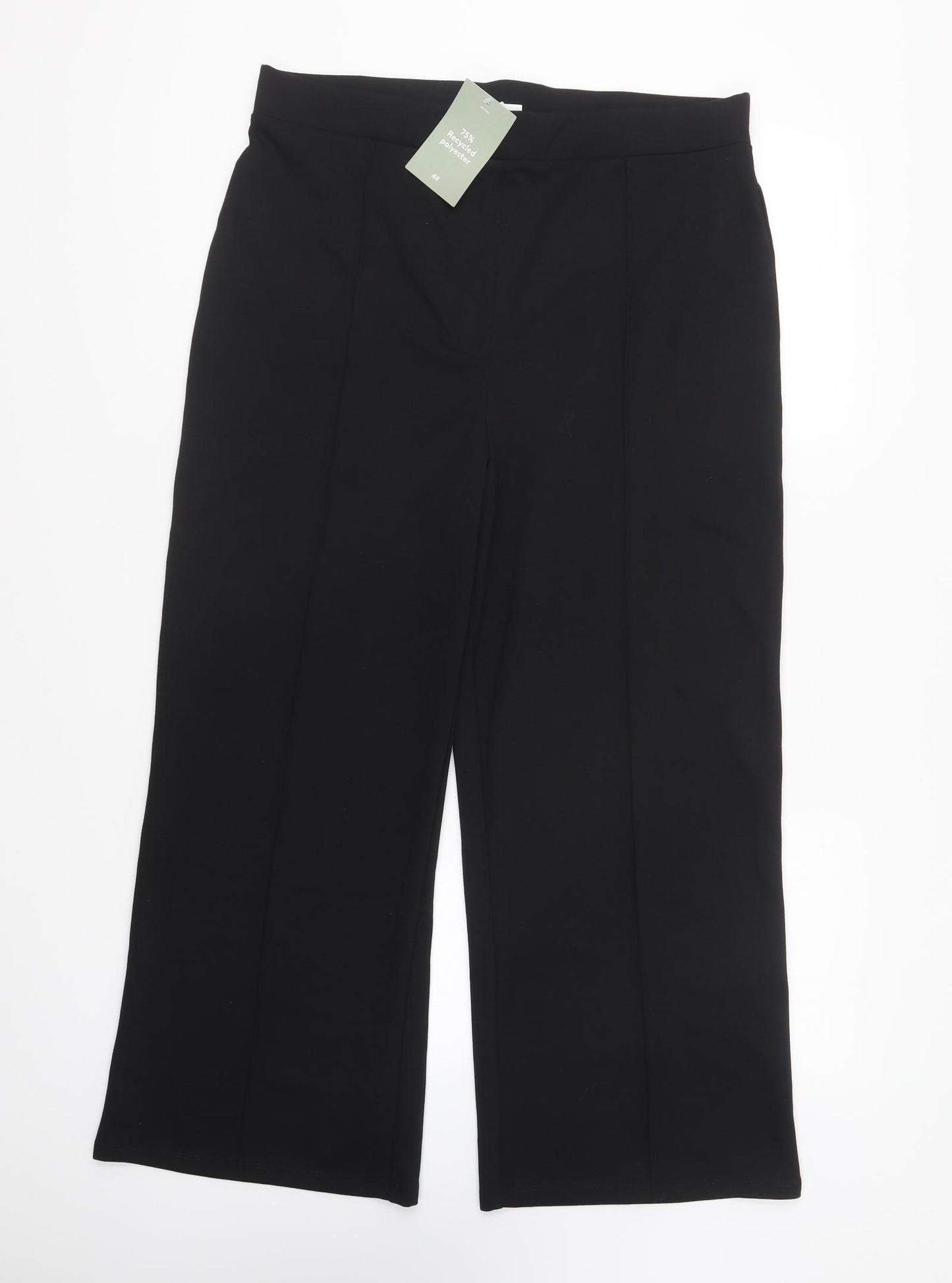 H&M Womens Black Polyester Trousers Size L L26 in Regular