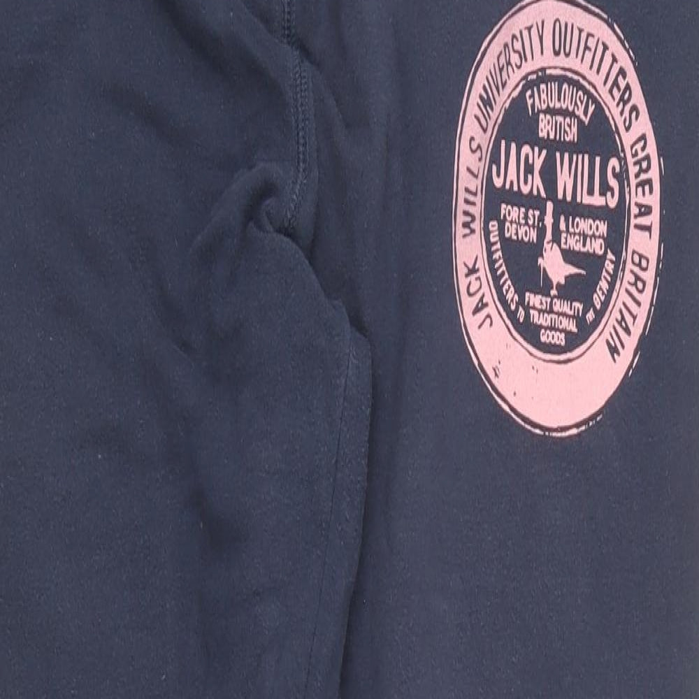 Jack Wills Womens Blue Cotton Jogger Trousers Size 14 L26 in Regular Drawstring