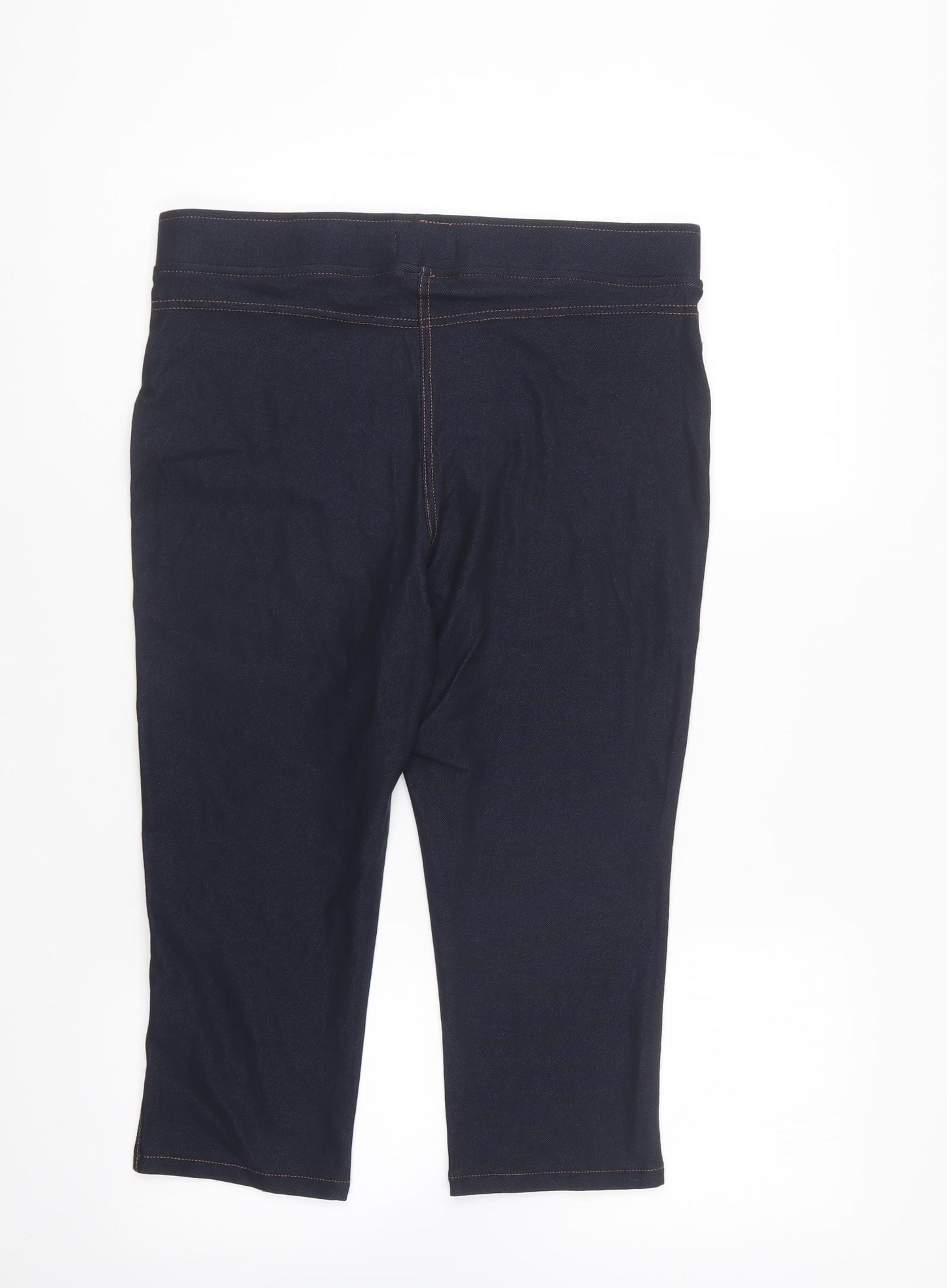 Papaya Womens Blue Cotton Cropped Leggings Size 14 L20 in