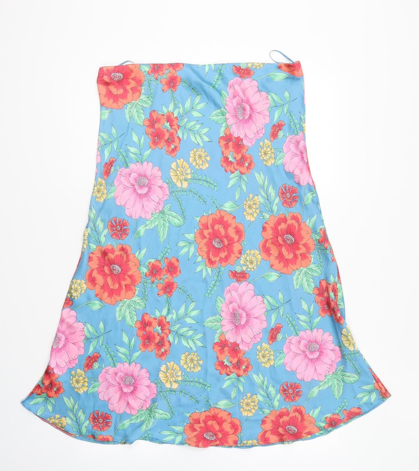 Papaya Womens Blue Floral Polyester A-Line Skirt Size 16