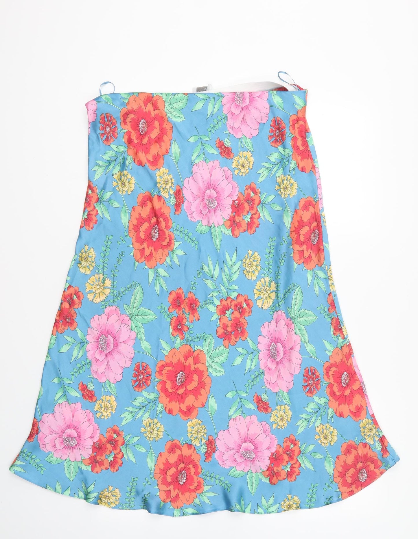 Papaya Womens Blue Floral Polyester A-Line Skirt Size 16