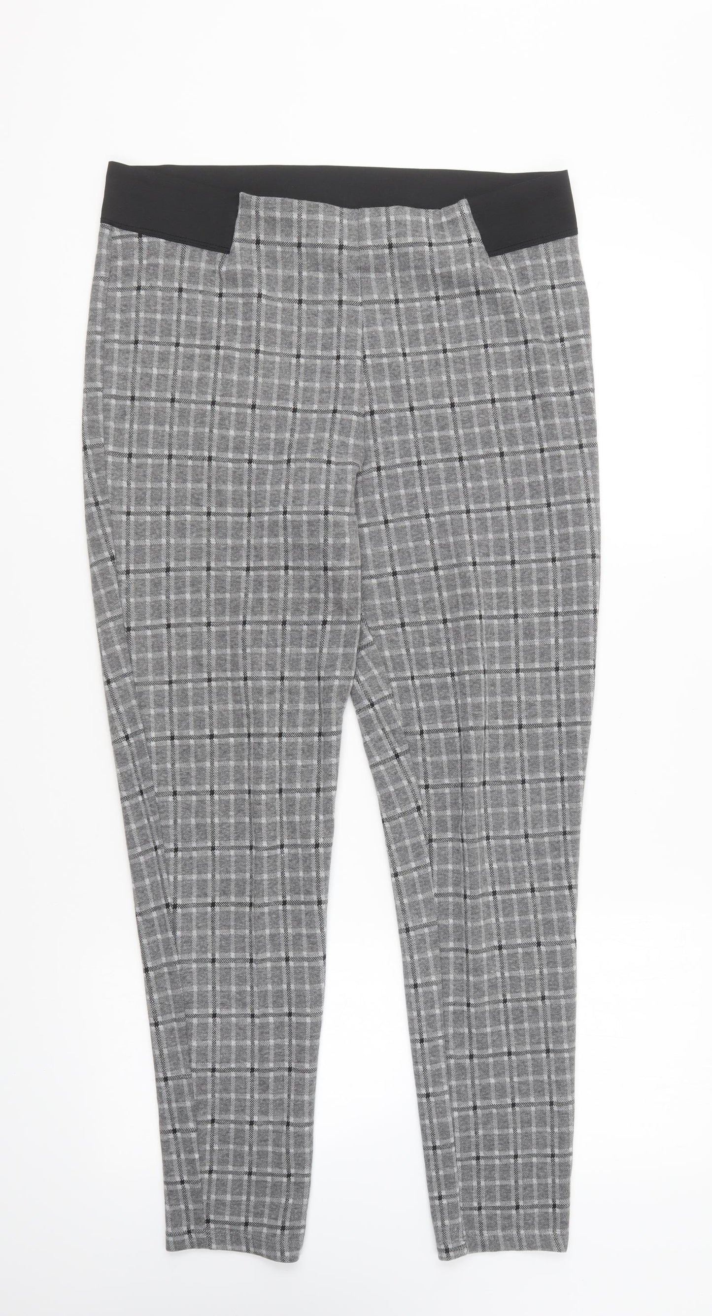 George Womens Grey Plaid Polyester Capri Leggings Size 14 L28 in