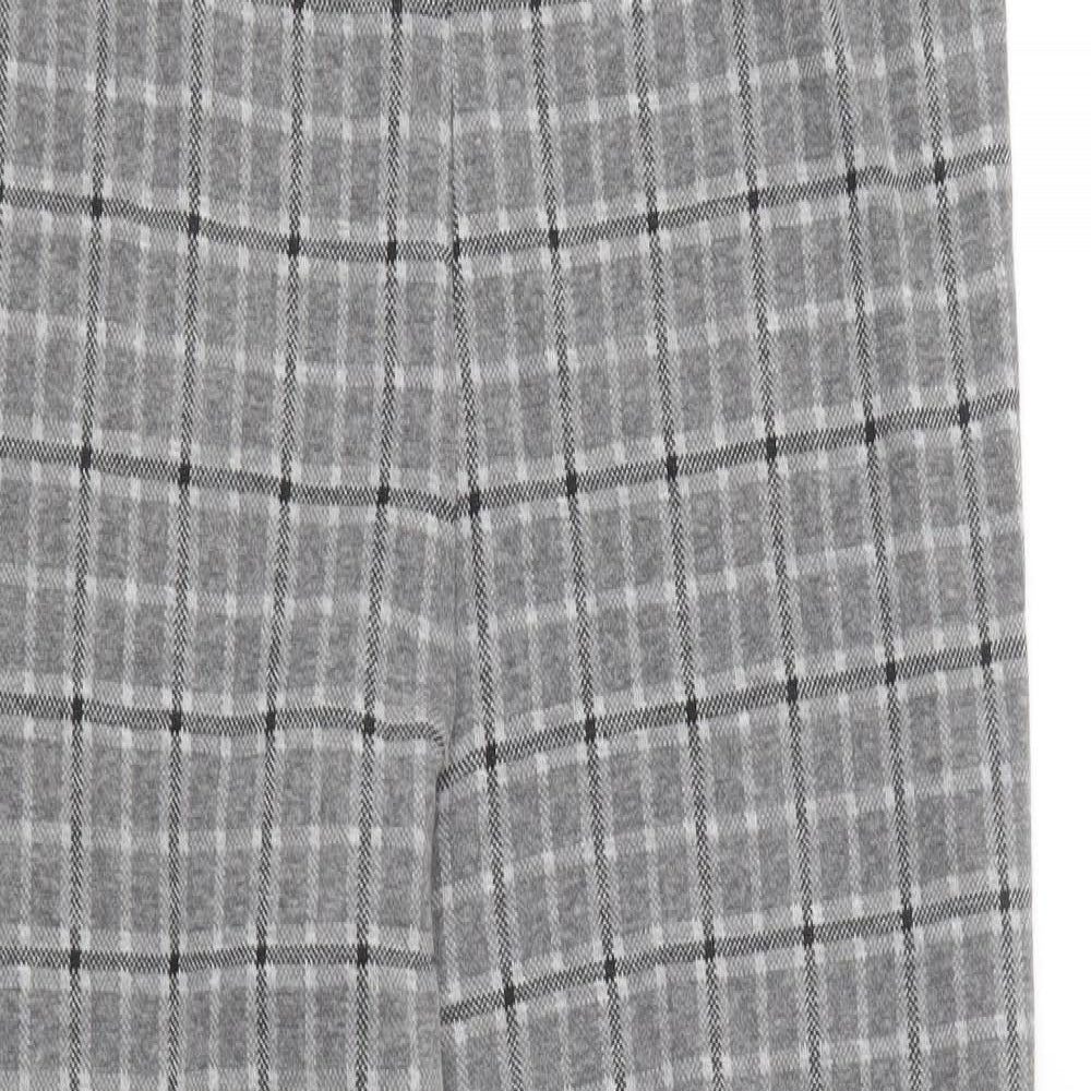 George Womens Grey Plaid Polyester Capri Leggings Size 14 L28 in
