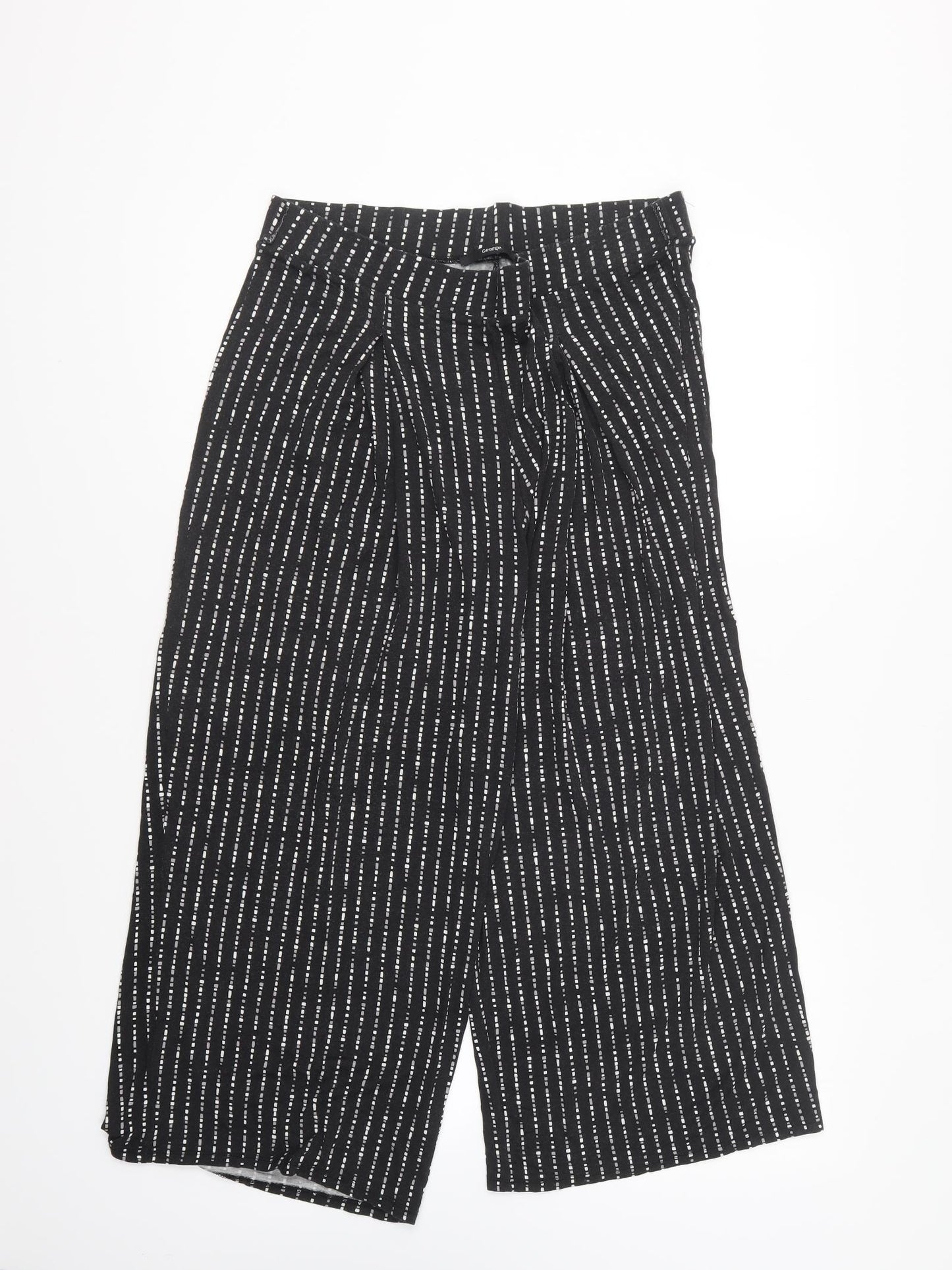 George Womens Black Geometric Viscose Trousers Size 14 L22 in Regular