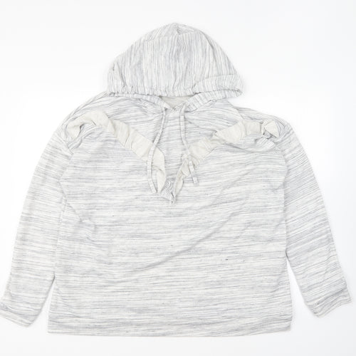Papaya Womens Grey Polyester Pullover Hoodie Size XL Pullover