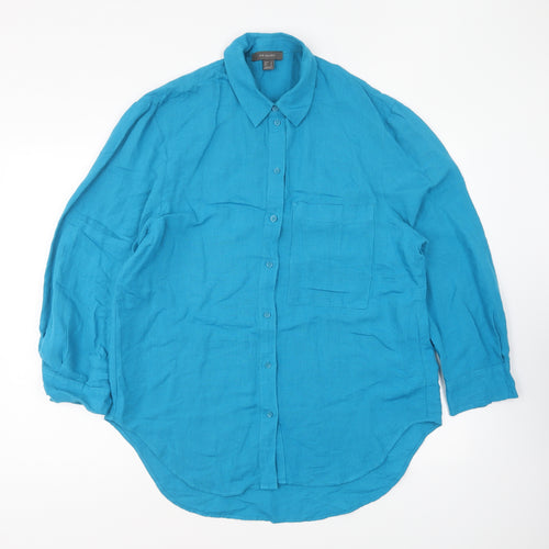 Primark Womens Blue Cotton Basic Button-Up Size 8 Collared