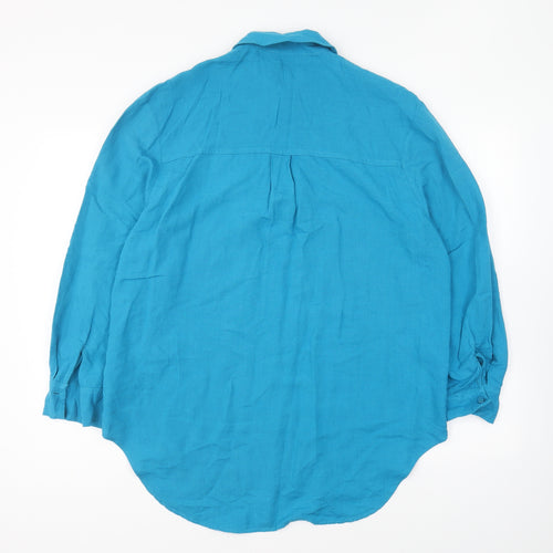 Primark Womens Blue Cotton Basic Button-Up Size 8 Collared
