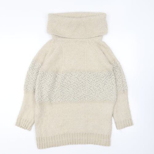 Tenki Womens Beige Roll Neck Acrylic Pullover Jumper Size M