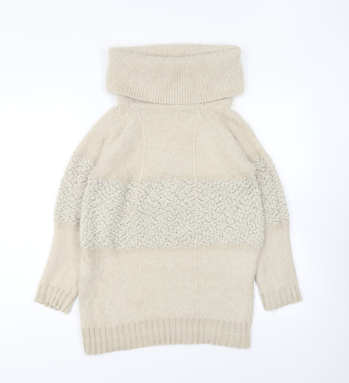 Tenki Womens Beige Roll Neck Acrylic Pullover Jumper Size M