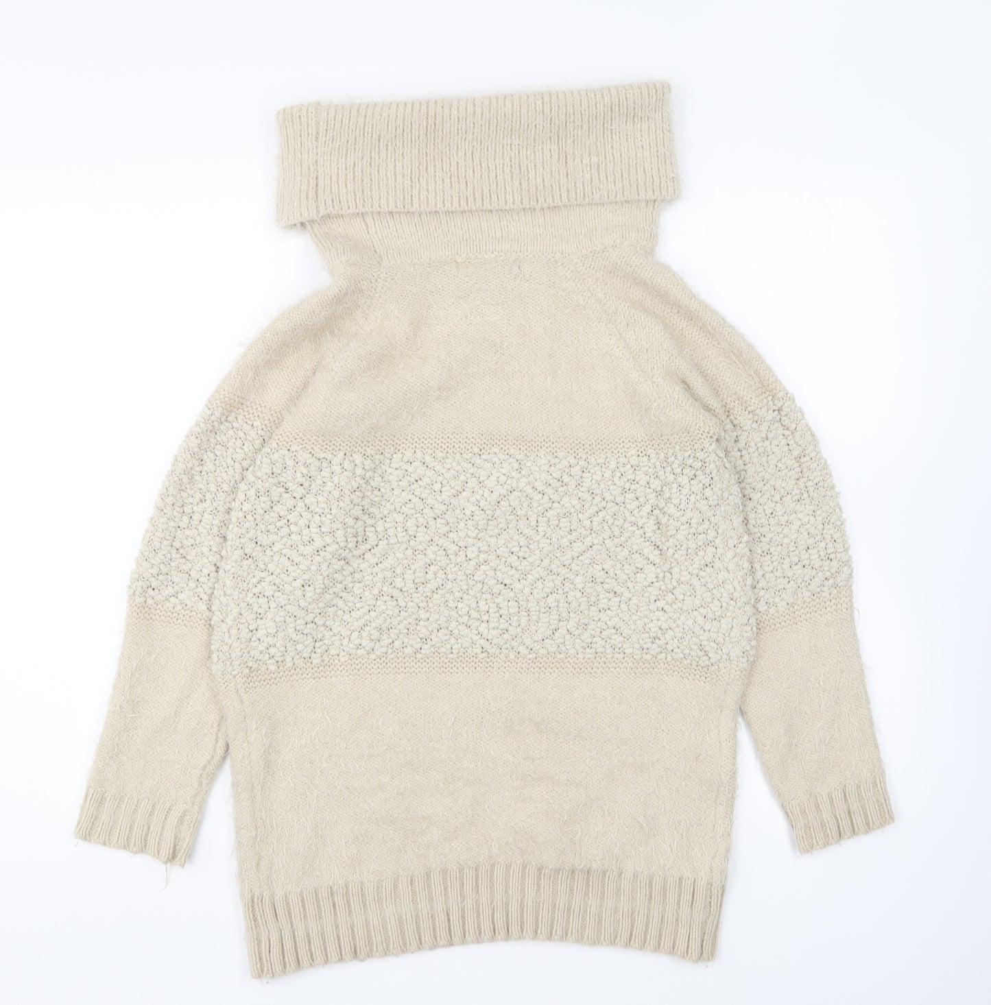 Tenki Womens Beige Roll Neck Acrylic Pullover Jumper Size M