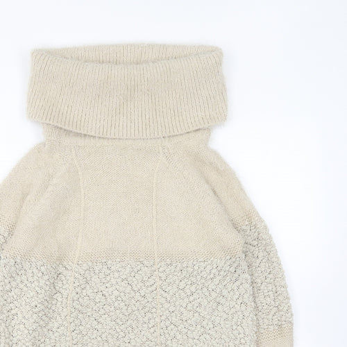 Tenki Womens Beige Roll Neck Acrylic Pullover Jumper Size M