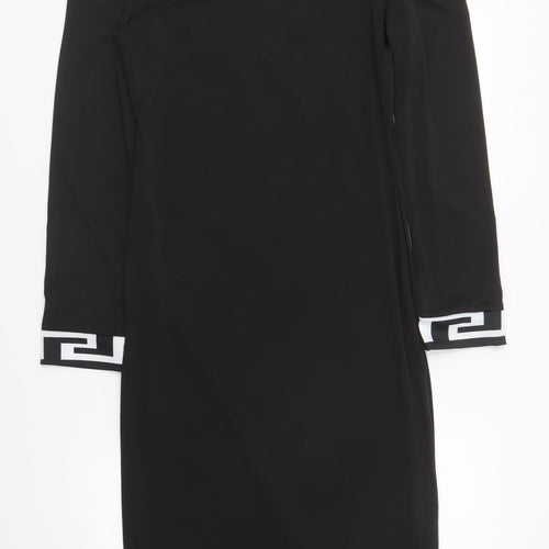 Preworn Womens Black Polyester Bodycon Size S Off the Shoulder Pullover