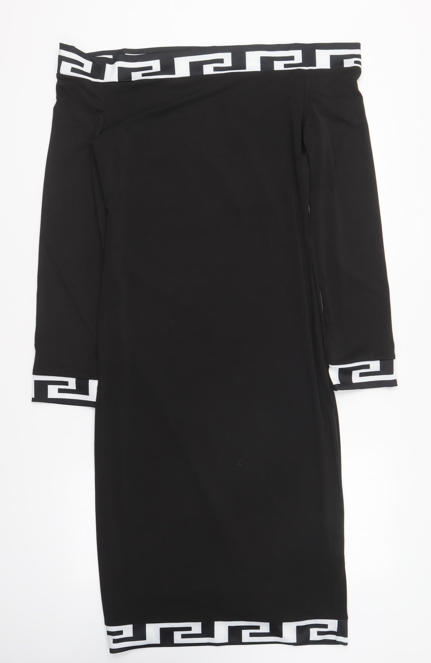 Preworn Womens Black Polyester Bodycon Size S Off the Shoulder Pullover