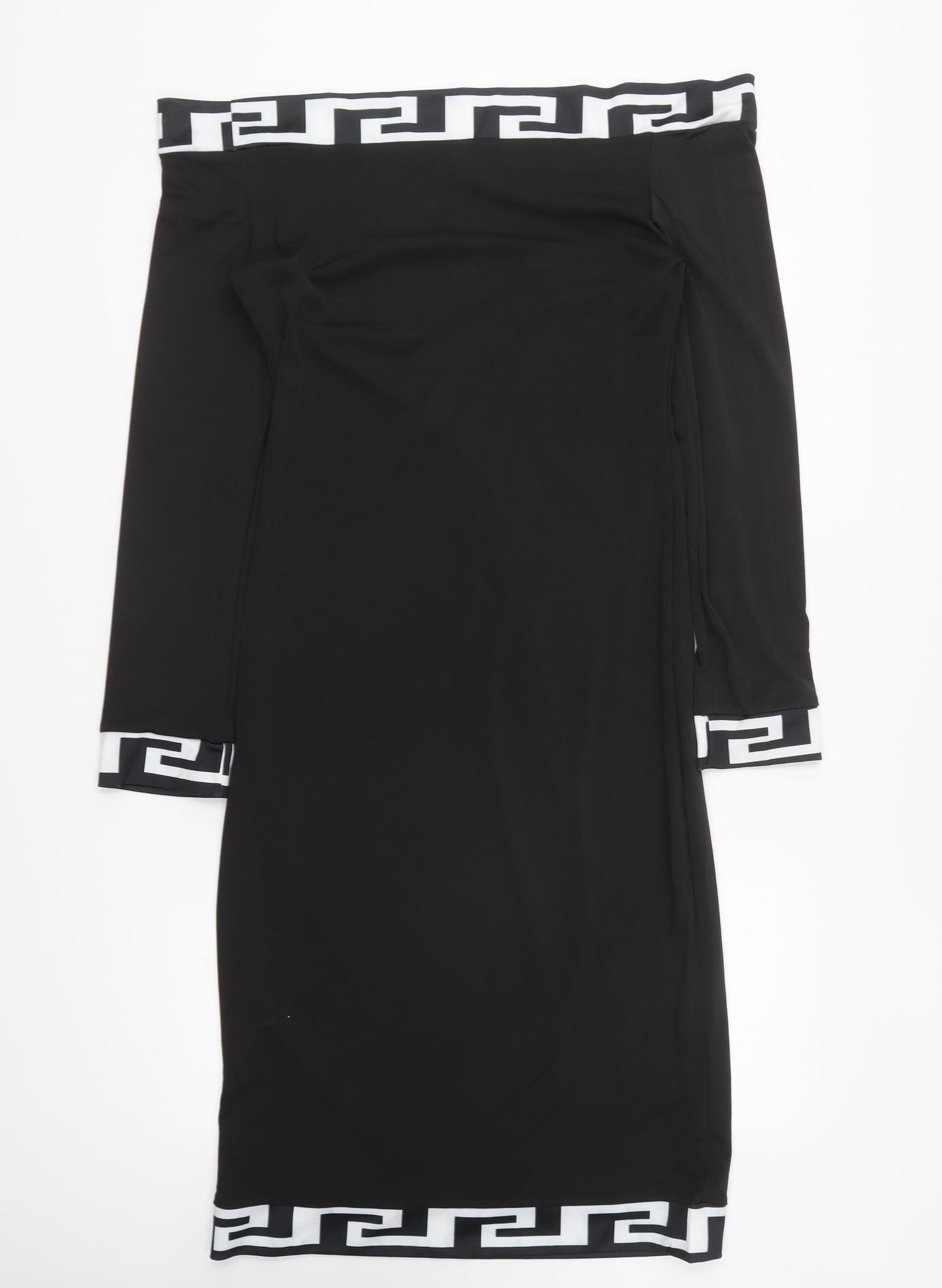 Preworn Womens Black Polyester Bodycon Size S Off the Shoulder Pullover