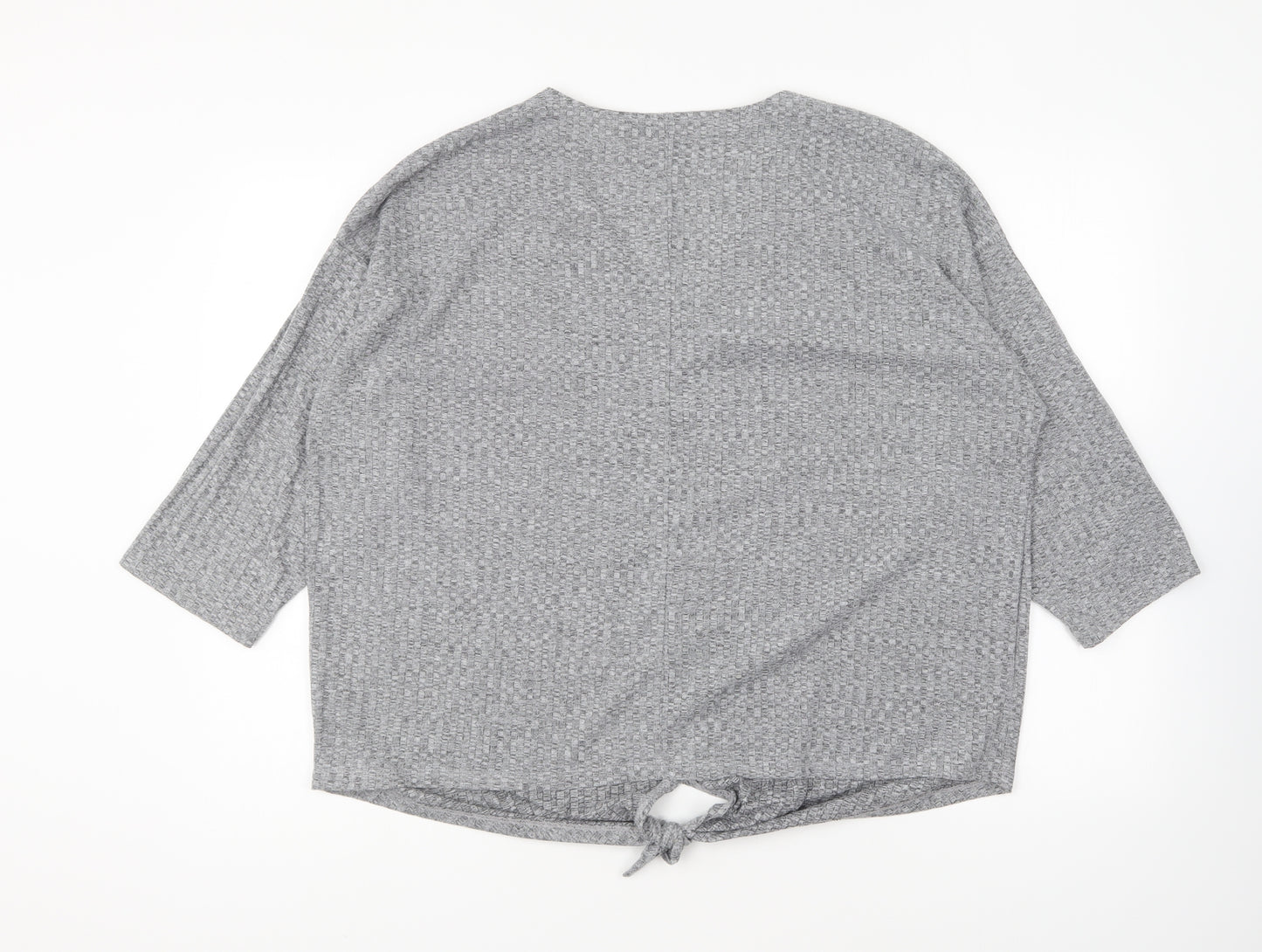 Papaya Womens Grey Viscose Basic T-Shirt Size 18 V-Neck - Tie Front