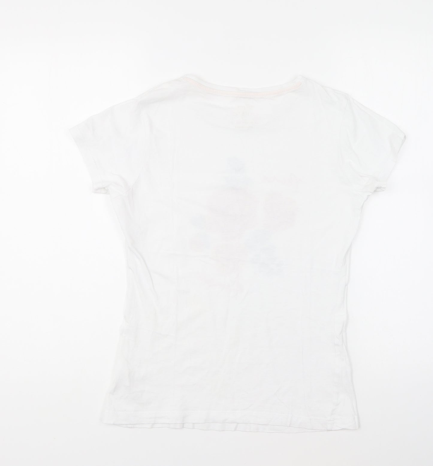 Primark Womens Ivory Cotton Basic T-Shirt Size 10 Round Neck - Peine D'amour