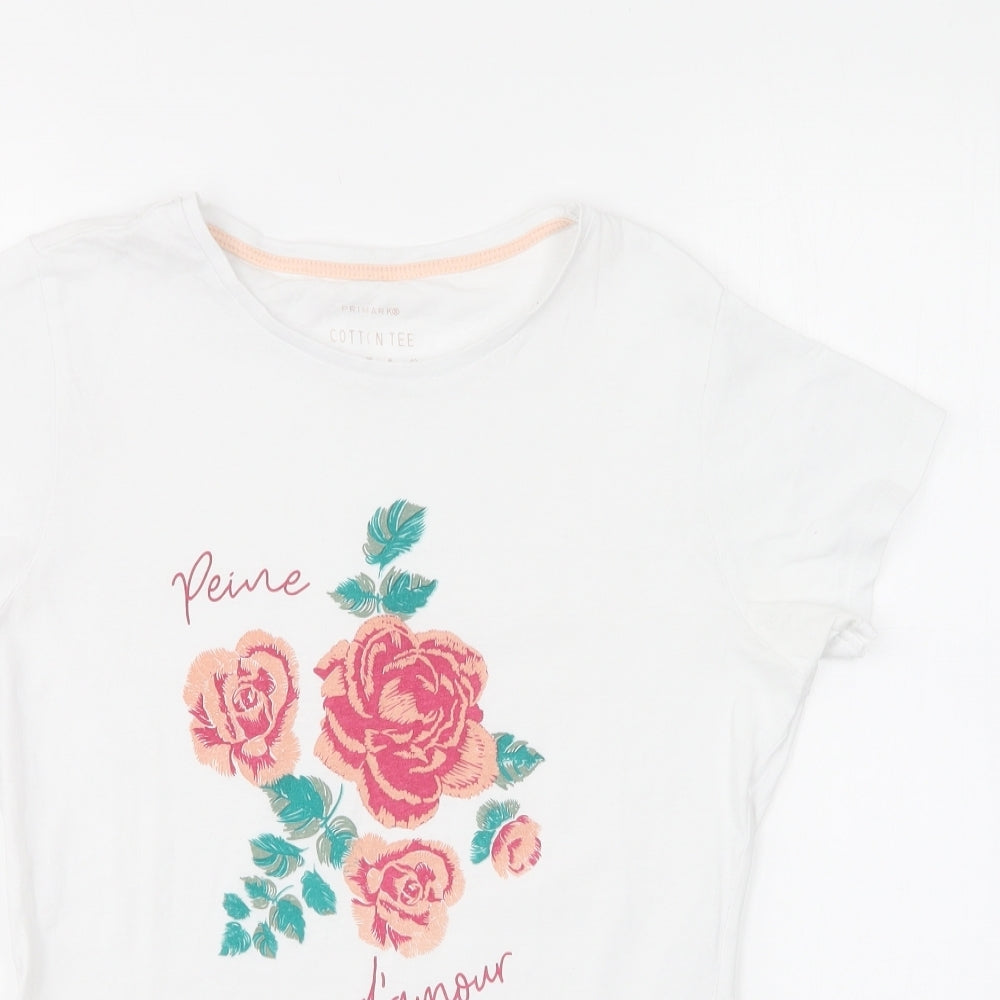 Primark Womens Ivory Cotton Basic T-Shirt Size 10 Round Neck - Peine D'amour