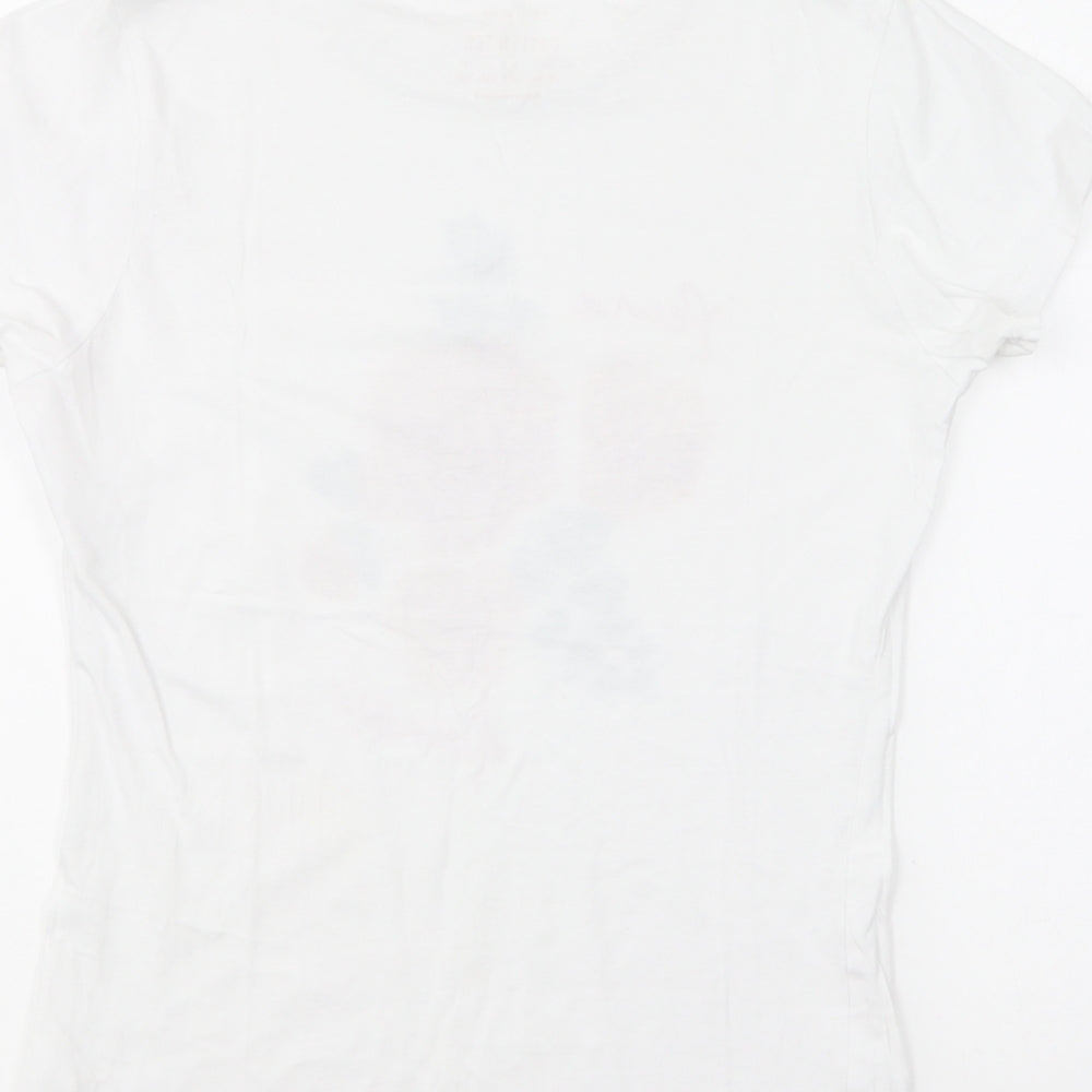 Primark Womens Ivory Cotton Basic T-Shirt Size 10 Round Neck - Peine D'amour