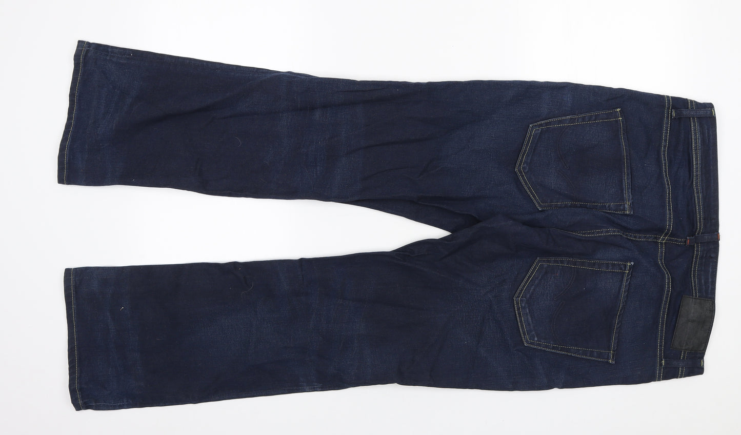 JACK & JONES Mens Blue Cotton Straight Jeans Size 34 in L30 in Regular Button