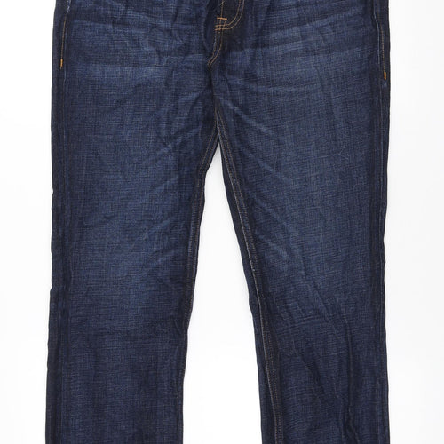 JACK & JONES Mens Blue Cotton Straight Jeans Size 34 in L30 in Regular Button