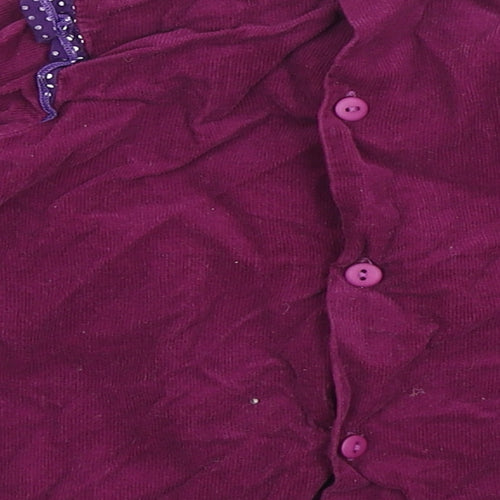 Baby C Girls Purple Cotton A-Line Size 12-18 Months Collared Button - Embroidered Flowers