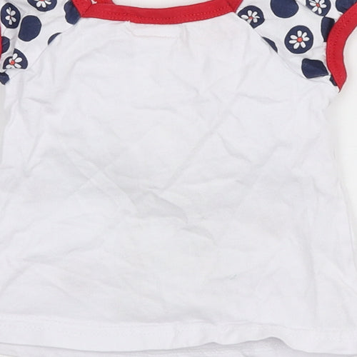 Pitter Patter Girls White Cotton Basic T-Shirt Size 12 Months Round Neck Pullover - J'adore Paris