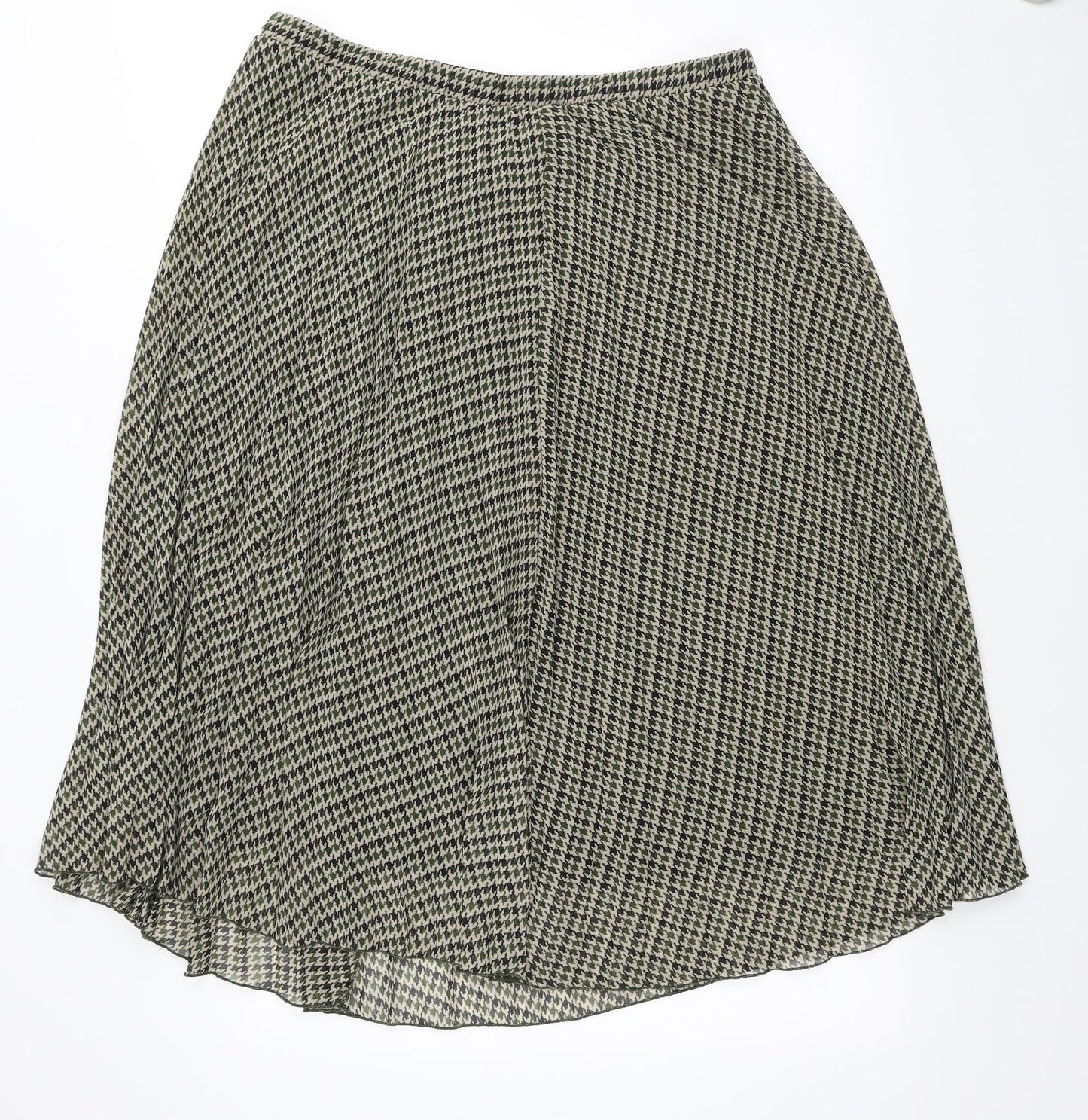 Primark Womens Green Herringbone Polyester Swing Skirt Size 18