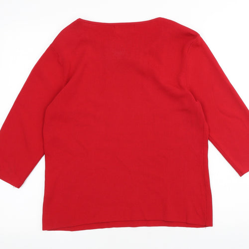 Gerard Womens Red Scoop Neck Viscose Pullover Jumper Size 14
